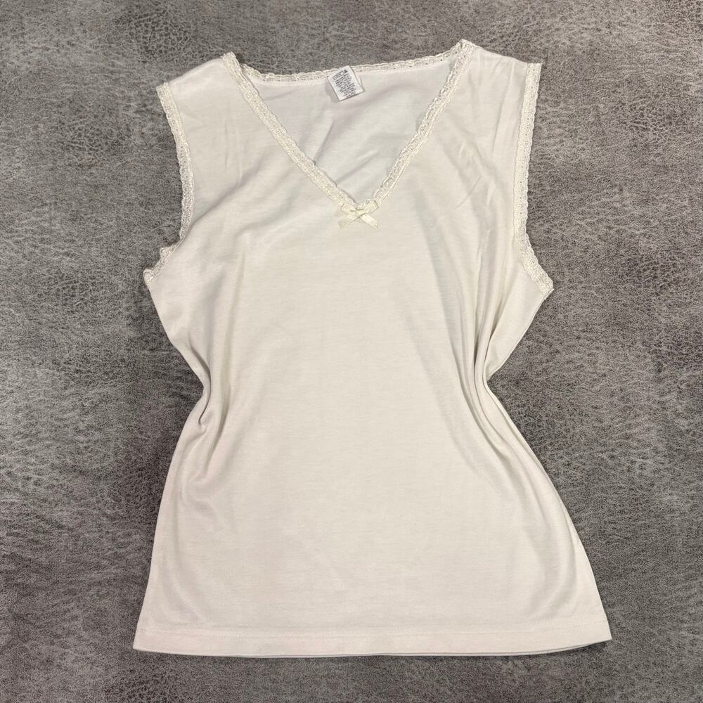 White Lace Trim Tank Top